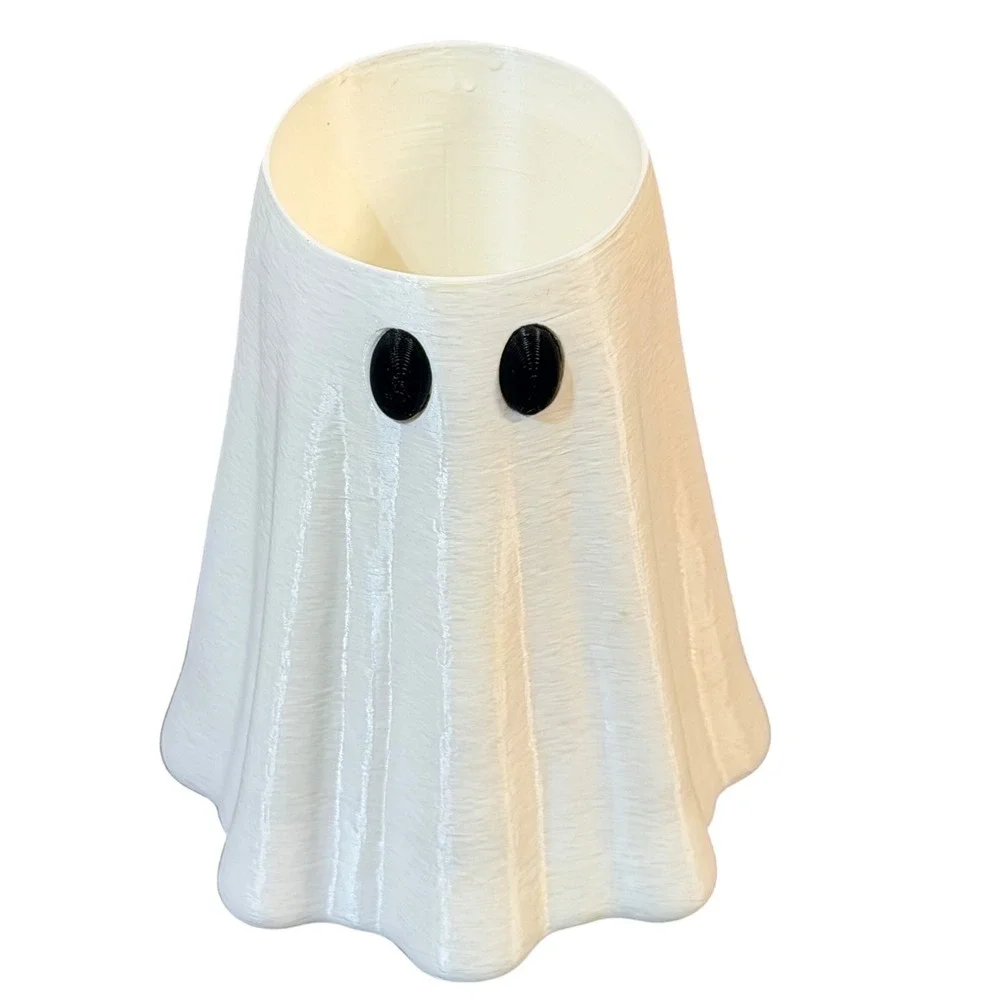 Ghost Can Cooler Sleeve White 3D Printed Halloween Decor Fits 12oz Can Spooky